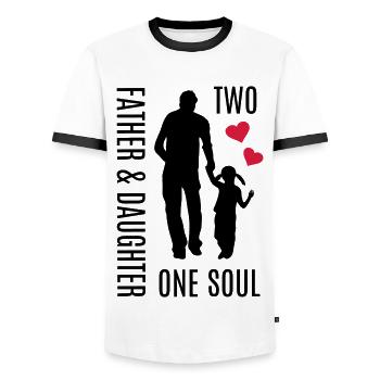 Father daughter holding hands heart soul best dad - Men's Ringer Shirt - white/black - Front - AI Model Female 172 light (172cm) & AI Model Male 178 dark (178cm)