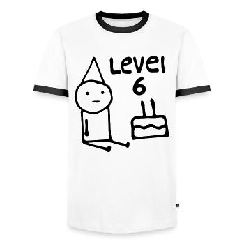 6th Birthday Party Funny 6 Years Old Birthday Kids - T-shirt contrasté Homme - blanc/noir - Devant - AI Model Female 172 light (172cm) & AI Model Male 178 dark (178cm)