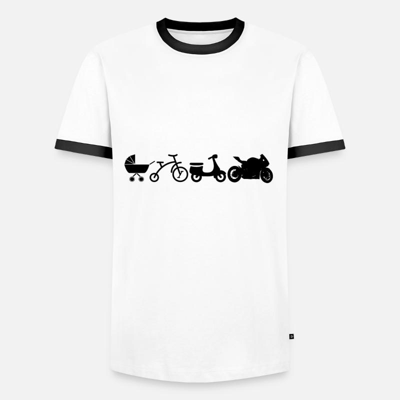 Motorrad Evolution - Männer Kontrast-T-Shirt - Weiß/Schwarz