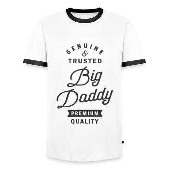 Big Daddy Genuine - Men's Ringer Shirt - white/black - Front - AI Model Female 172 light (172cm) & AI Model Male 178 dark (178cm)