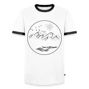Le lac à la montagne - T-shirt contrasté Homme - blanc/noir - Devant - AI Model Female 172 light (172cm) & AI Model Male 178 dark (178cm)