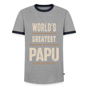 Le plus grand Papu - T-shirt contrasté Homme - gris/marine  - Devant - AI Model Female 172 light (172cm) & AI Model Male 178 light (178cm)