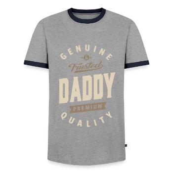 Papa authentique et digne de confiance - T-shirt contrasté Homme - gris/marine  - Devant - AI Model Female 172 light (172cm) & AI Model Male 178 light (178cm)