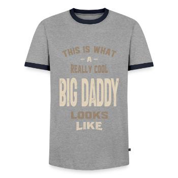 Really Cool Big Daddy - Men's Ringer Shirt - grey/navy  - Front - AI Model Female 172 light (172cm) & AI Model Male 178 light (178cm)
