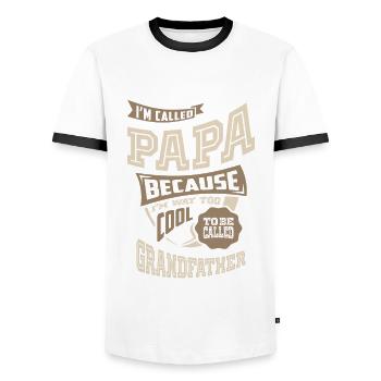 I'm Called Papa - Men's Ringer Shirt - white/black - Front - AI Model Female 172 light (172cm) & AI Model Male 178 dark (178cm)
