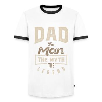 Papa Le Mythe La légende - T-shirt contrasté Homme - blanc/noir - Devant - AI Model Female 172 light (172cm) & AI Model Male 178 dark (178cm)
