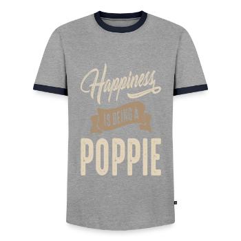 Coquelicot du bonheur - T-shirt contrasté Homme - gris/marine  - Devant - AI Model Female 172 light (172cm) & AI Model Male 178 light (178cm)