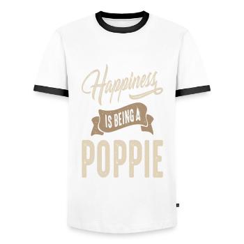 Happiness Poppie - Men's Ringer Shirt - white/black - Front - AI Model Female 172 light (172cm) & AI Model Male 178 dark (178cm)