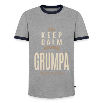 Restez calme Grumpa - T-shirt contrasté Homme - gris/marine  - Devant - AI Model Female 172 light (172cm) & AI Model Male 178 light (178cm)