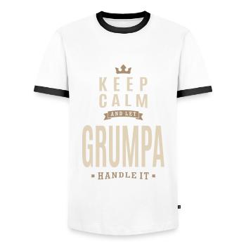 Keep Calm Grumpa - Männer Kontrast-T-Shirt - Weiß/Schwarz - Vorne - AI Model Female 172 light (172cm) & AI Model Male 178 dark (178cm)