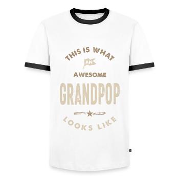 Awesome Grandpop - Men's Ringer Shirt - white/black - Front - AI Model Female 172 light (172cm) & AI Model Male 178 dark (178cm)