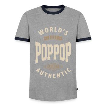 Meilleure pop pop - T-shirt contrasté Homme - gris/marine  - Devant - AI Model Female 172 light (172cm) & AI Model Male 178 light (178cm)