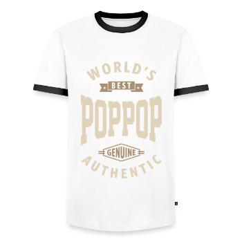 Best Pop Pop - Men's Ringer Shirt - white/black - Front - AI Model Female 172 light (172cm) & AI Model Male 178 dark (178cm)