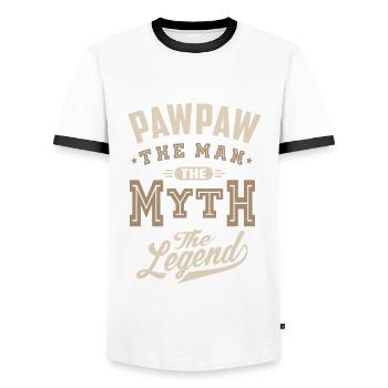 Pawpaw Die Legende - Männer Kontrast-T-Shirt - Weiß/Schwarz - Vorne - AI Model Female 172 light (172cm) & AI Model Male 178 dark (178cm)
