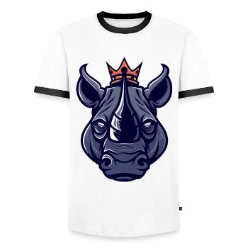 Couronne de rhinocéros - T-shirt contrasté Homme - blanc/noir - Devant - AI Model Female 172 light (172cm) & AI Model Male 178 dark (178cm)