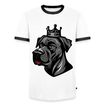 Couronne de chien Dogue Allemand - T-shirt contrasté Homme - blanc/noir - Devant - AI Model Female 172 light (172cm) & AI Model Male 178 dark (178cm)