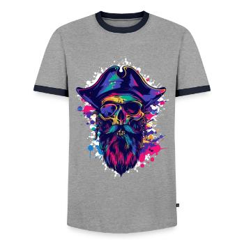 Crâne de pirate - T-shirt contrasté Homme - gris/marine  - Devant - AI Model Female 172 light (172cm) & AI Model Male 178 light (178cm)