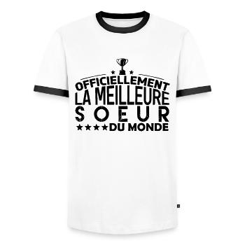 Soeur la meilleure soeur cadeau pour soeur - T-shirt contrasté Homme - blanc/noir - Devant - AI Model Female 172 light (172cm) & AI Model Male 178 dark (178cm)