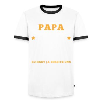 Papa Papi Vatertag. Perfekte Geschenk Deine Kinder - Männer Kontrast-T-Shirt - Weiß/Schwarz - Vorne - AI Model Female 172 light (172cm) & AI Model Male 178 dark (178cm)