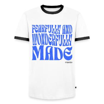 Christianity Christian Bible Verse - Men's Ringer Shirt - white/black - Front - AI Model Female 172 light (172cm) & AI Model Male 178 dark (178cm)