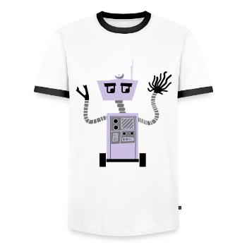 Roboter - Männer Kontrast-T-Shirt - Weiß/Schwarz - Vorne - AI Model Female 172 light (172cm) & AI Model Male 178 dark (178cm)
