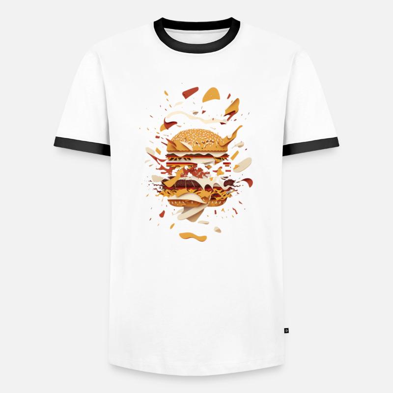 Burger Exploded | Deconstructed Burger - Men's Ringer Shirt - white/black