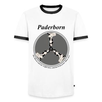 Paderborn - Männer Kontrast-T-Shirt - Weiß/Schwarz - Vorne - AI Model Female 172 light (172cm) & AI Model Male 178 dark (178cm)