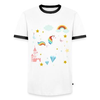 Einhorn Regenbogen Fantasie Diamant Prinzessin - Männer Kontrast-T-Shirt - Weiß/Schwarz - Vorne - AI Model Female 172 light (172cm) & AI Model Male 178 dark (178cm)
