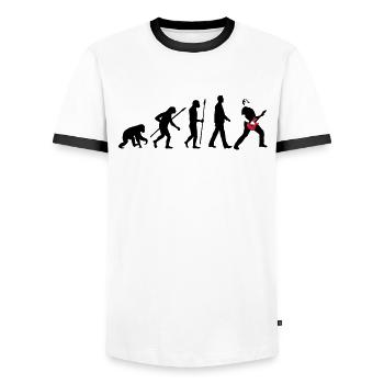 evolution_rocks_032012_a_2c - Men's Ringer Shirt - white/black - Front - AI Model Female 172 light (172cm) & AI Model Male 178 dark (178cm)