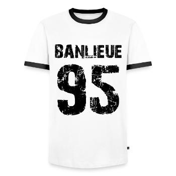 banlieue 95 - T-shirt contrasté Homme - blanc/noir - Devant - AI Model Female 172 light (172cm) & AI Model Male 178 dark (178cm)