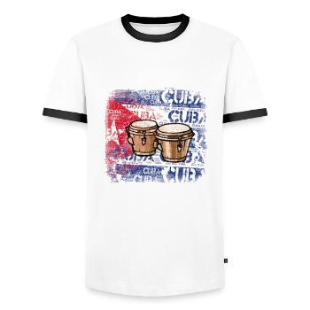 Bongos Salsa Music T-Shirt - Men's Ringer Shirt - white/black - Front - AI Model Female 172 light (172cm) & AI Model Male 178 dark (178cm)