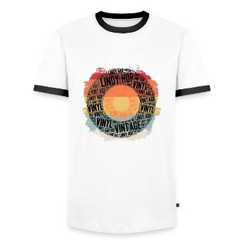 Lindy Hop Vintage - T-shirt contrasté Homme - blanc/noir - Devant - AI Model Female 172 light (172cm) & AI Model Male 178 dark (178cm)