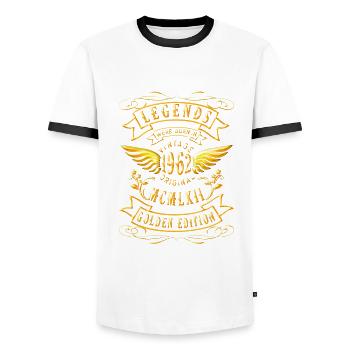 60th Birthday Vintage 1962 Born 1962 - Men's Ringer Shirt - white/black - Front - AI Model Female 172 light (172cm) & AI Model Male 178 dark (178cm)
