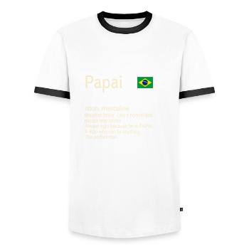 Papai brasilianischer Vater Wörterbuch Definition - Männer Kontrast-T-Shirt - Weiß/Schwarz - Vorne - AI Model Female 172 light (172cm) & AI Model Male 178 dark (178cm)