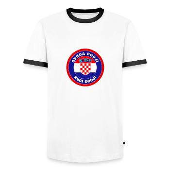 Hrvatska zastava Kroatien Svuda podji kuci dodji - Männer Kontrast-T-Shirt - Weiß/Schwarz - Vorne - AI Model Female 172 light (172cm) & AI Model Male 178 dark (178cm)