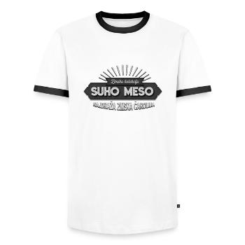 Suho meso Balkans - T-shirt contrasté Homme - blanc/noir - Devant - AI Model Female 172 light (172cm) & AI Model Male 178 dark (178cm)