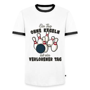 Ein Tag ohne Kegeln ist ein verlorener Tag - Männer Kontrast-T-Shirt - Weiß/Schwarz - Vorne - AI Model Female 172 light (172cm) & AI Model Male 178 dark (178cm)
