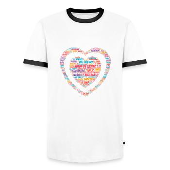 Rueda de Casino Salsa Cuba Dance Salsa Cubana - Men's Ringer Shirt - white/black - Front - AI Model Female 172 light (172cm) & AI Model Male 178 dark (178cm)
