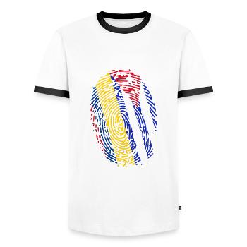 Colombian Cuban DNA Cuba Colombia Fingerprint - Men's Ringer Shirt - white/black - Front - AI Model Female 172 light (172cm) & AI Model Male 178 dark (178cm)