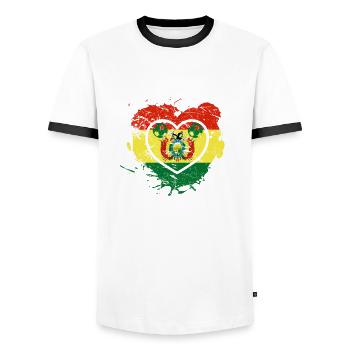 J'aime la Bolivie, j'aime le football - T-shirt contrasté Homme - blanc/noir - Devant - AI Model Female 172 light (172cm) & AI Model Male 178 dark (178cm)