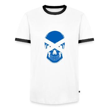 Scotland Skull Scotland Sports - Men's Ringer Shirt - white/black - Front - AI Model Female 172 light (172cm) & AI Model Male 178 dark (178cm)