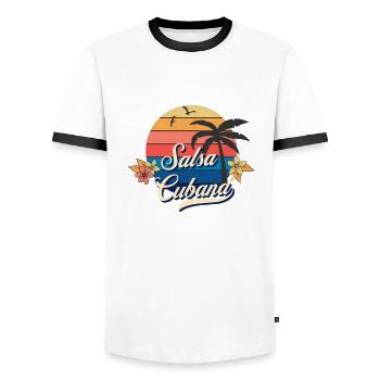 Salsa Dance Salsa Cubana Salsa Music - Men's Ringer Shirt - white/black - Front - AI Model Female 172 light (172cm) & AI Model Male 178 dark (178cm)