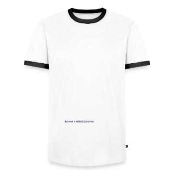 Fussball Bosnien und Herzegowina Bosna Fudbal - Männer Kontrast-T-Shirt - Weiß/Schwarz - Vorne - AI Model Female 172 light (172cm) & AI Model Male 178 dark (178cm)