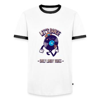 Lindy Hop Swing Dance Only Lindy Vibes - T-shirt contrasté Homme - blanc/noir - Devant - AI Model Female 172 light (172cm) & AI Model Male 178 dark (178cm)
