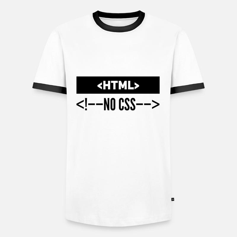 HTML Kein CSS - Männer Kontrast-T-Shirt - Weiß/Schwarz