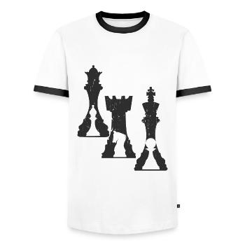 échecs - T-shirt contrasté Homme - blanc/noir - Devant - AI Model Female 172 light (172cm) & AI Model Male 178 dark (178cm)