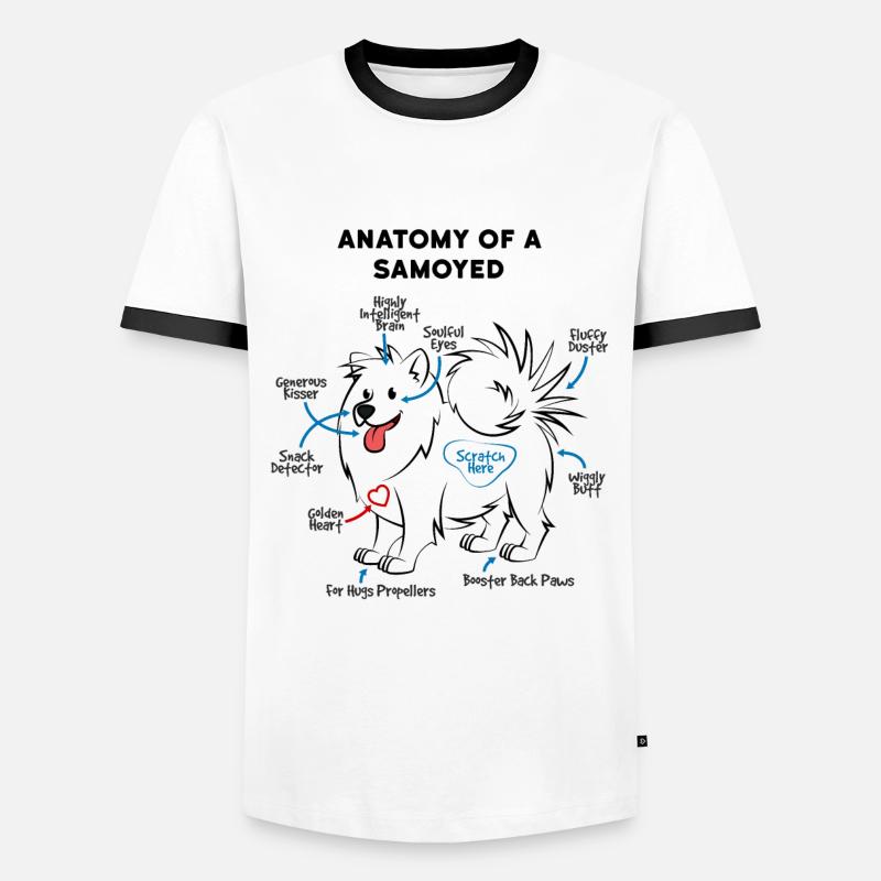 Anatomie Eines Samojede Hund - Männer Kontrast-T-Shirt - Weiß/Schwarz