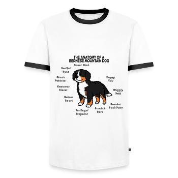 Anatomie du bouvier bernois - T-shirt contrasté Homme - blanc/noir - Devant - AI Model Female 172 light (172cm) & AI Model Male 178 dark (178cm)