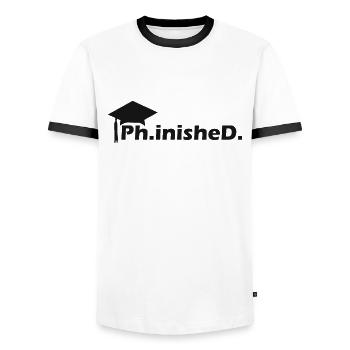 Ph.inishe.D. Thèse de doctorat - T-shirt contrasté Homme - blanc/noir - Devant - AI Model Female 172 light (172cm) & AI Model Male 178 dark (178cm)