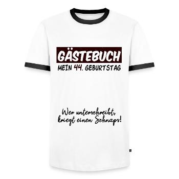 44. Geburtstag 44 Jahre Geburtstagsgeschenk - Männer Kontrast-T-Shirt - Weiß/Schwarz - Vorne - AI Model Female 172 light (172cm) & AI Model Male 178 dark (178cm)